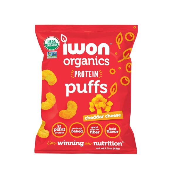 Iwon Organics Protein Puffs Cheddar Cheese Flavor, Vegan