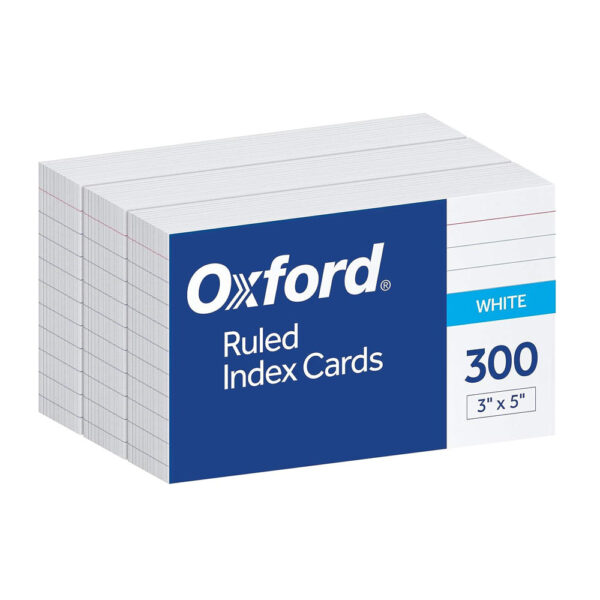 Oxford Ruled Index Cards, 3″ x 5″, White, Lined Index Flashcards